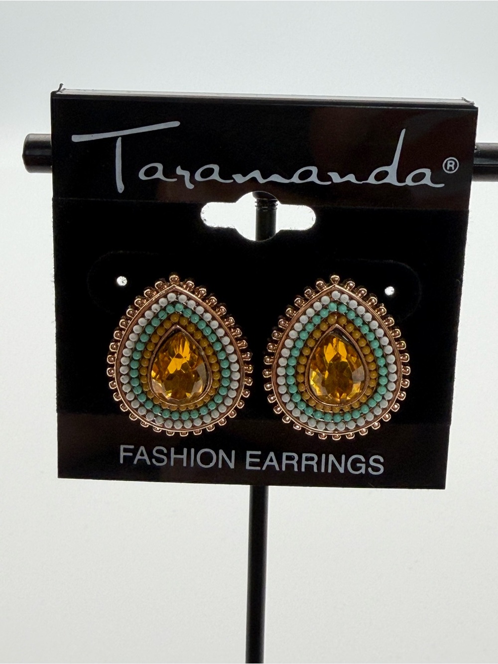 Taramanda Gold and Turquoise Teardrop Statement Earrings